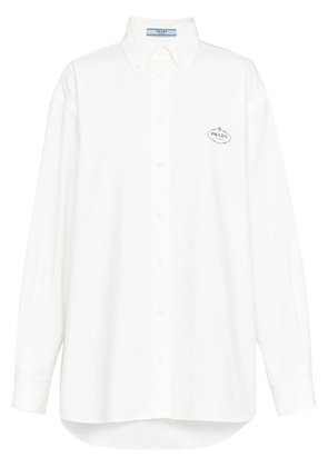 Prada logo-embroidered cotton shirt - White