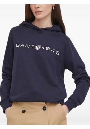 Gant logo-embroidered hoodie - Blue
