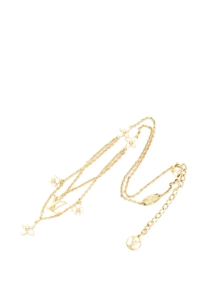 Louis Vuitton Pre-Owned 2023 Gold Plated Faux Pearl LV Floragram Necklace costume necklace