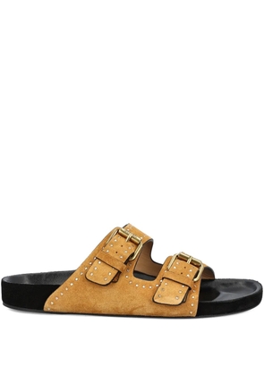 ISABEL MARANT Lennyo studded double-strap sandals - Brown
