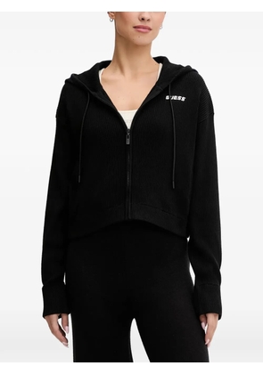 GUESS USA logo-embroidered zip-up hoodie - Black