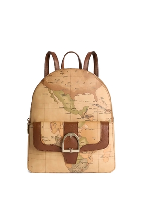 ALVIERO MARTINI 1° CLASSE buckle map-print backpack - Neutrals