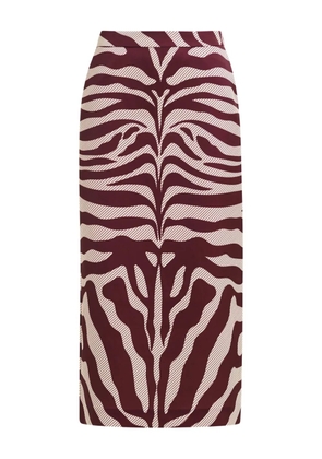 Essentiel Antwerp zebra-print mid skirt - Red