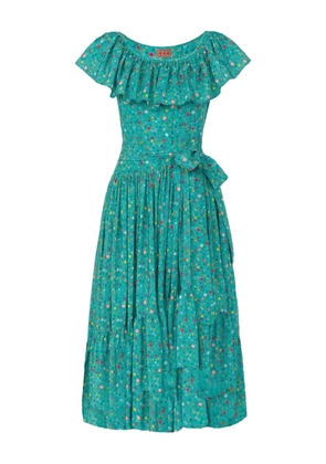 Lhd ruffled Jungle Island dress - Green