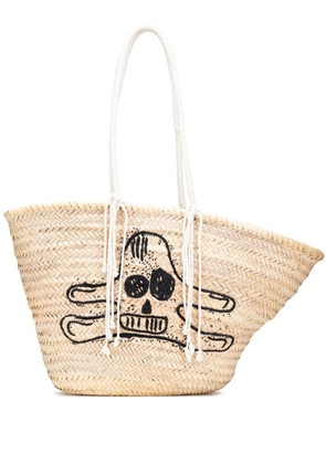 Celine Pre-Owned 2020 Andre Butzer Large Raffia Classic Wanderer Embroidered Shopping tote bag - Brown