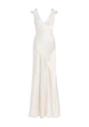 Jenny Packham Collette beaded bow-detail maxi dress - Neutrals