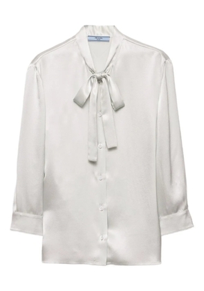 Prada pussy-bow silk shirt - Neutrals