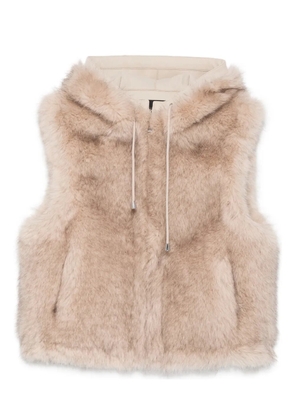 Maje faux fur hooded gilet - Neutrals
