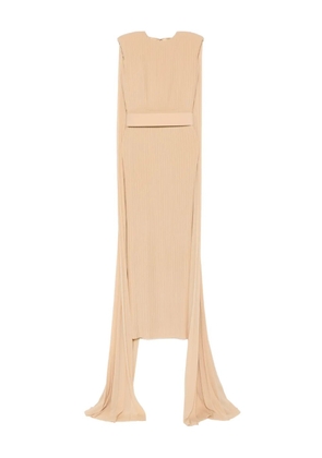 Solace London pleated cape maxi dress - Neutrals