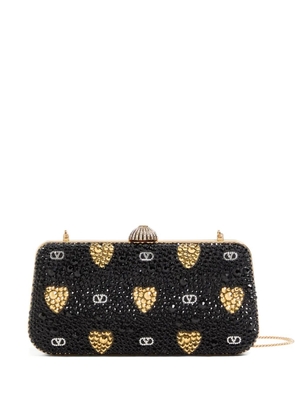 Valentino Garavani heart motif embellished clutch bag - Black