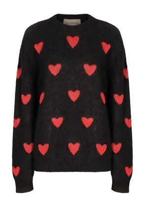 Valentino Garavani heart-pattern ribbed sweater - Black