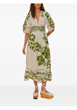 FARM Rio floral-print midi dress - Neutrals