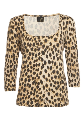 Just Cavalli embellished animal-print top - Neutrals