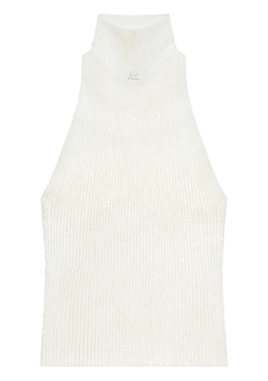 Courrèges ribbed mock-neck tank top - White