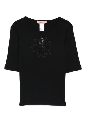 TWINSET floral-appliqué T-shirt - Black