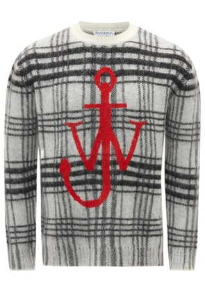 JW Anderson tartan-check crew-neck jumper - White