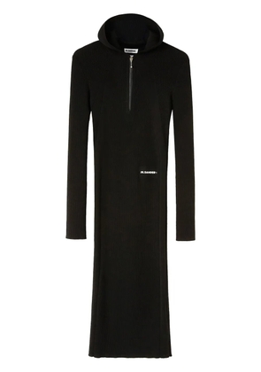 Jil Sander ribbed-knit hooded midi dress - Black