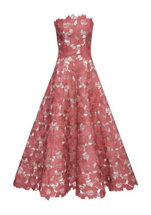 Oscar de la Renta floral-guipure strapless dress - Pink