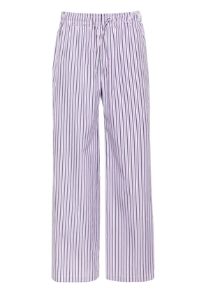 Palm Angels logo-tag striped straight trousers - Purple