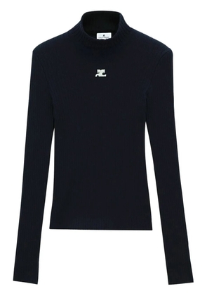 Courrèges logo-patch mock-neck sweater - Blue