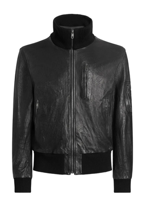 Dolce & Gabbana ribbed-collar leather jacket - Black