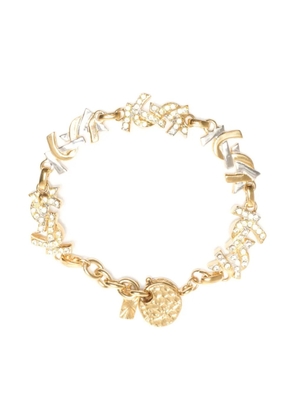 Saint Laurent Pre-Owned 1990s logo rhinestone bracelet - Gold