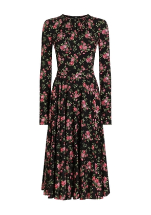 Dolce & Gabbana floral long-sleeve midi dress - Black