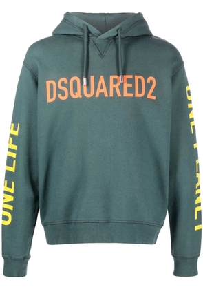 DSQUARED2 slogan-print cotton hoodie - Green