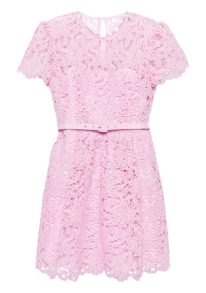Self-Portrait guipure-lace belted mini dress - Pink