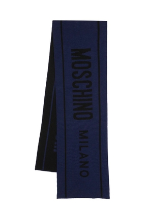 Moschino intarsia-logo wool scarf - Blue