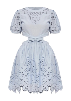 Self-Portrait linen-cotton dress - Blue