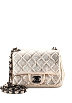 CHANEL Pre-Owned Square Classic Single Flap Bag Quilted Metallic Lambskin Mini crossbody bag - Gold