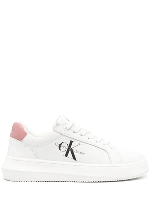 Calvin Klein Jeans logo-print leather sneakers - White