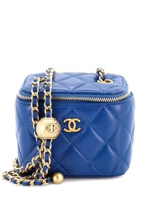 CHANEL Pre-Owned Pearl Crush Vanity Case with Chain Quilted Lambskin Mini clutch bag - Blue