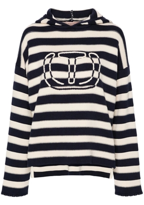 TWINSET stiped hooded cotton jumper - Neutrals