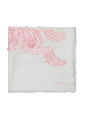 Burberry EKD-motif fringed scarf - White