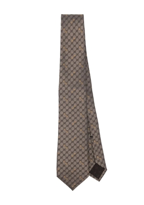 Gucci GG jacquard silk tie - Brown