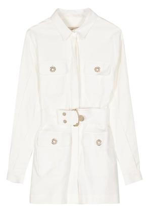Elie Saab gabardine-weave playsuit - White