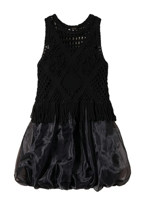 TWINSET crochet-trimmed bubble mini dress - Black