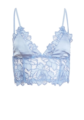 Fleur Du Mal Whitney embroidered longline triangle bra - Blue