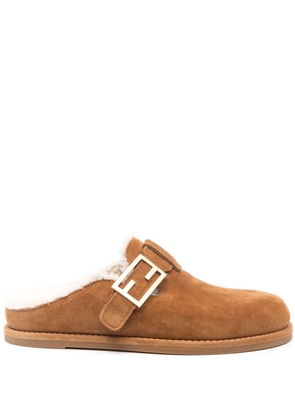 FENDI Feel suede slippers - Brown