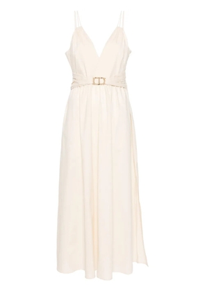 TWINSET belted cotton-blend mxi dress - Neutrals