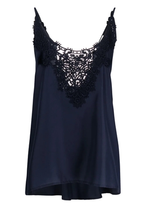 P.A.R.O.S.H. macramé-detail silk tank top - Blue