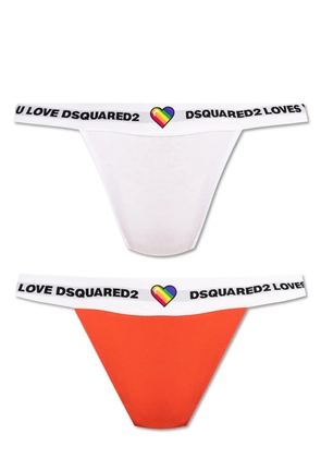 DSQUARED2 logo-waistband thong (pack of two) - White