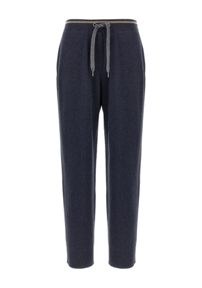 Brunello Cucinelli ribbed drawstring track pants - Blue