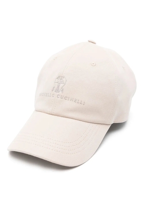 Brunello Cucinelli logo-embroidered cap - Neutrals