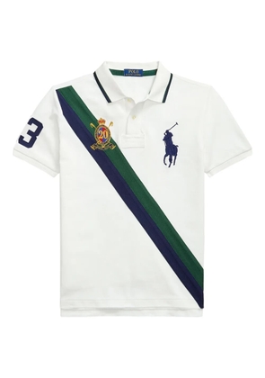 Polo Ralph Lauren diagonal-stripe embroidered-logo polo shirt - White
