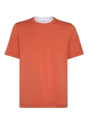 Brunello Cucinelli contrast-trim crew-neck t-shirt - Orange
