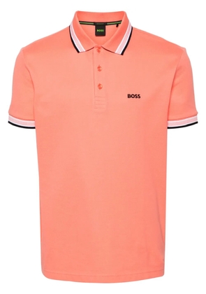 BOSS logo-embroidered piqué polo shirt - Orange
