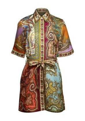 ALEMAIS Clemenza Spliced paisley-print mini dress - Neutrals